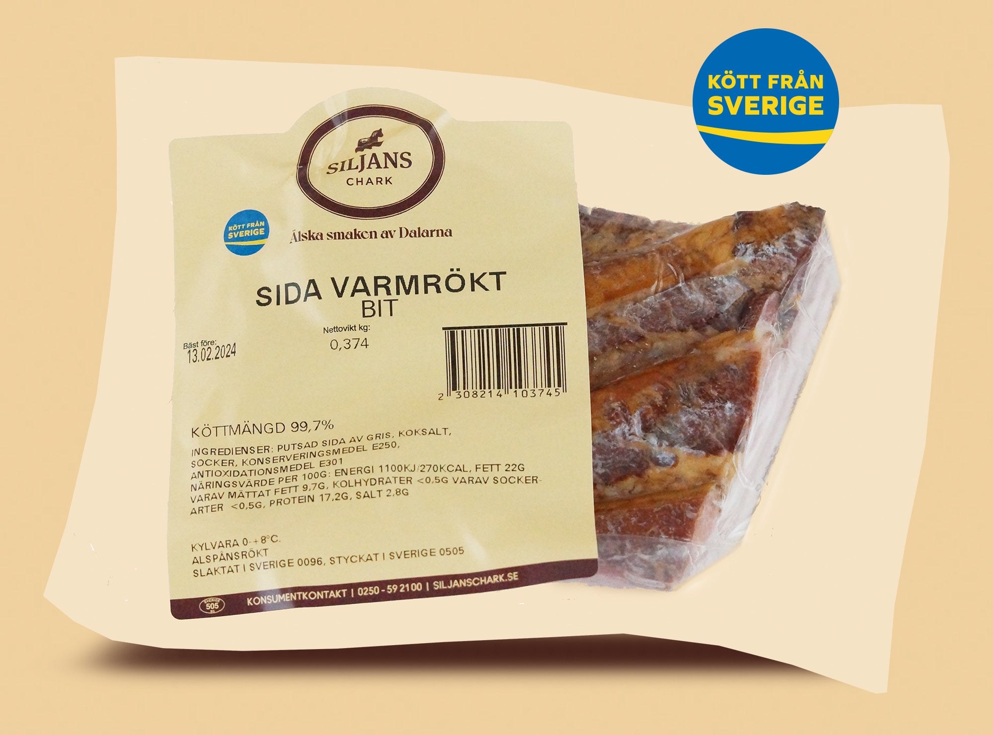 Sidfläsk, varmrökt